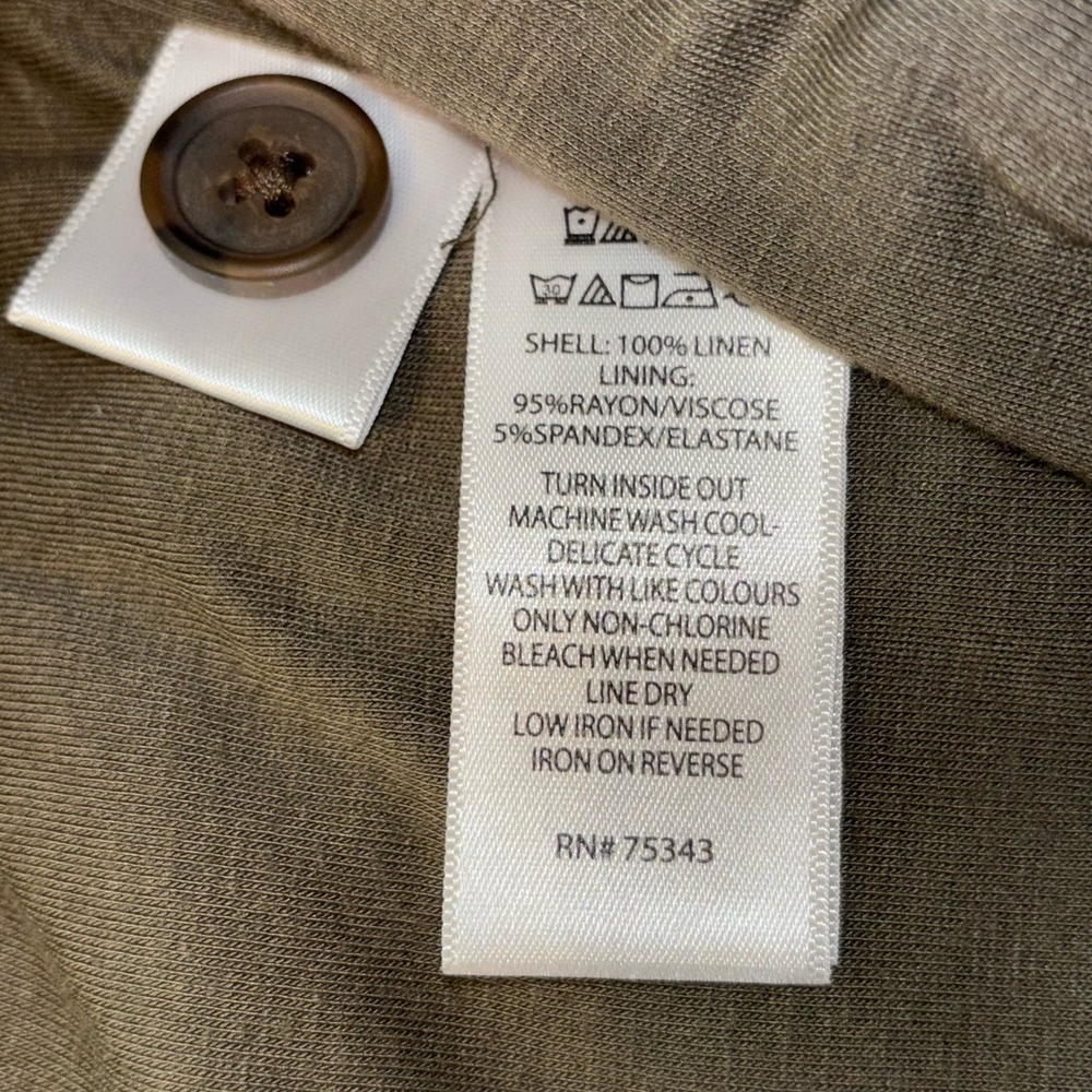 Nicole Miller Women's Linen Skort Size L Faux Button Front Front Olive Green 19" - Picture 3 of 5